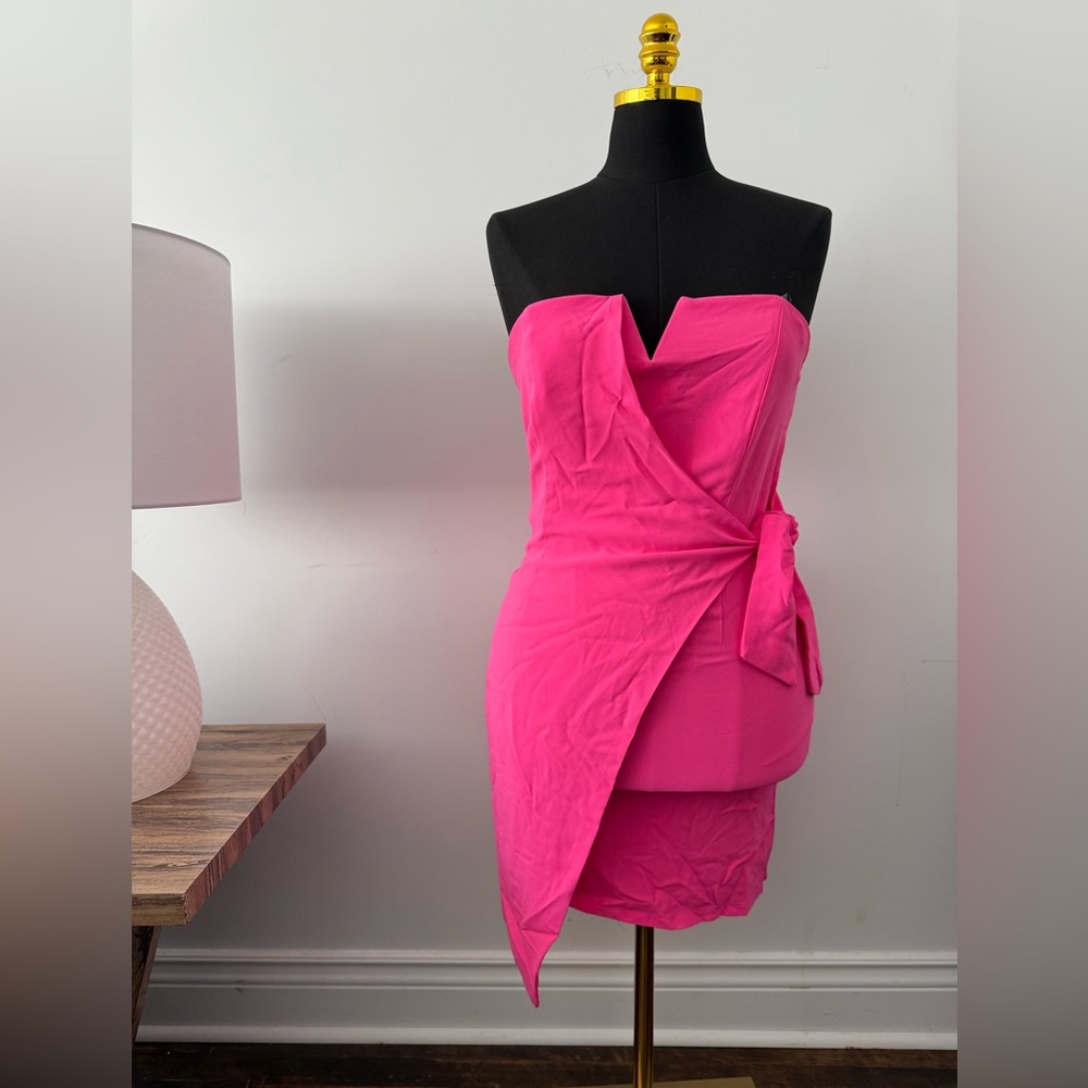 Fashion Nova | Pink Strapless Wrap Dress | Size Large